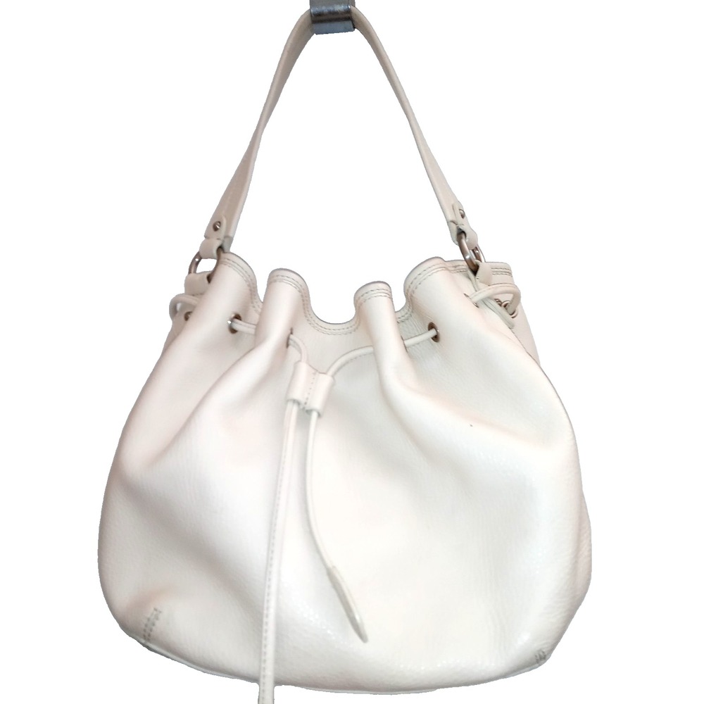 Cole Haan Ellie Pebbled Leather Drawstring Hobo Shoulder Bucket Bag